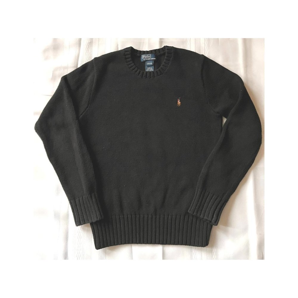 Polo Ralph Lauren Boys black cotton sweater with Polo Logo